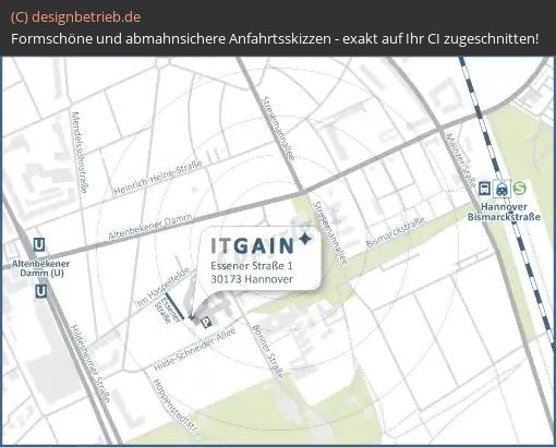 Anfahrtsskizze Hannover Essener Straße ITGAIN GmbH
