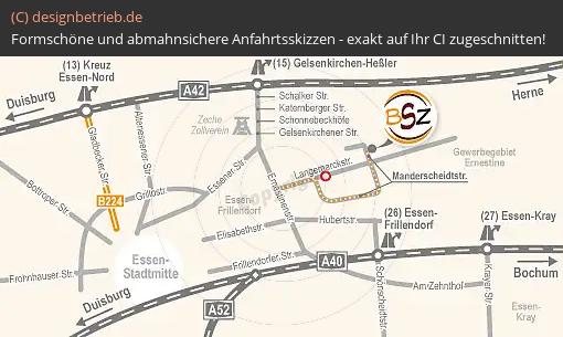 Anfahrtsskizze Essen Manderscheidtstraße 90 BSZ Keramikbedarf GmbH