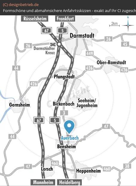 (732) Anfahrtsskizze Bensheim-Auerbach