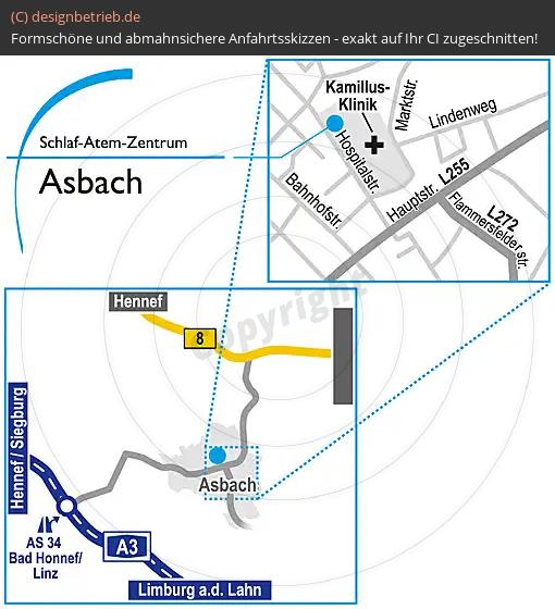 Anfahrtsskizze Asbach Hospitalstraße Schlaf-Atem-Zentrum | Löwenstein Medical GmbH & Co. KG