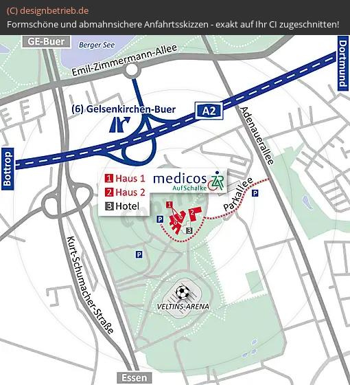 Anfahrtsskizze Gelsenkirchen-Schalke medicos auf Schalke