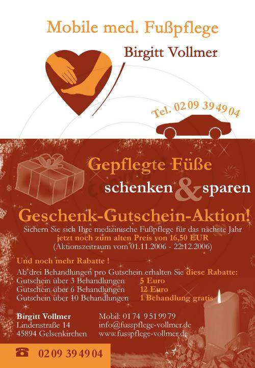 Flyer gestalten Vorderseite Beispiel Mobile Fußpflege Birgitt V.