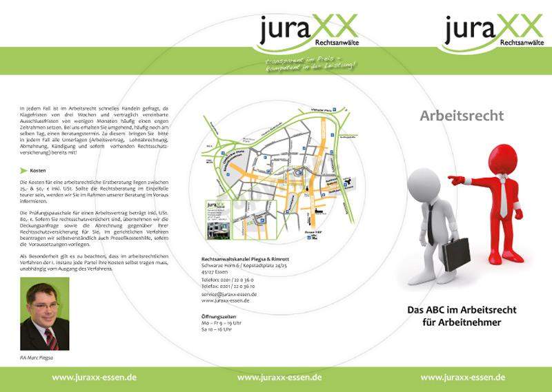 Faltblatt gestalten Außenseiten Beispiel juraXX Essen