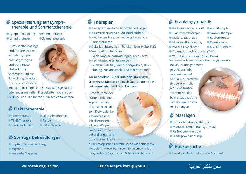 Faltblatt gestalten Innenseiten Beispiel Physiotherapie Mansoureh K.