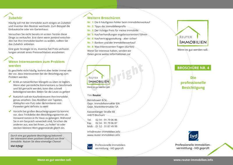 Faltblatt gestalten Außenseiten Beispiel Tim R. - Immobilien