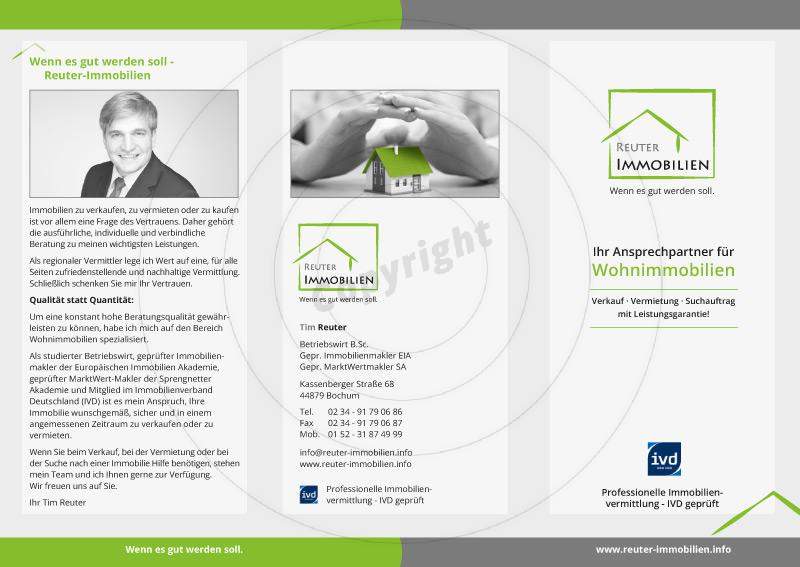 Faltblatt gestalten Außenseiten Beispiel Tim R. - Immobilien