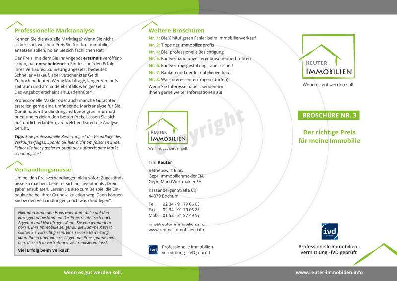 Faltblatt gestalten Außenseiten Beispiel Tim R. - Immobilien