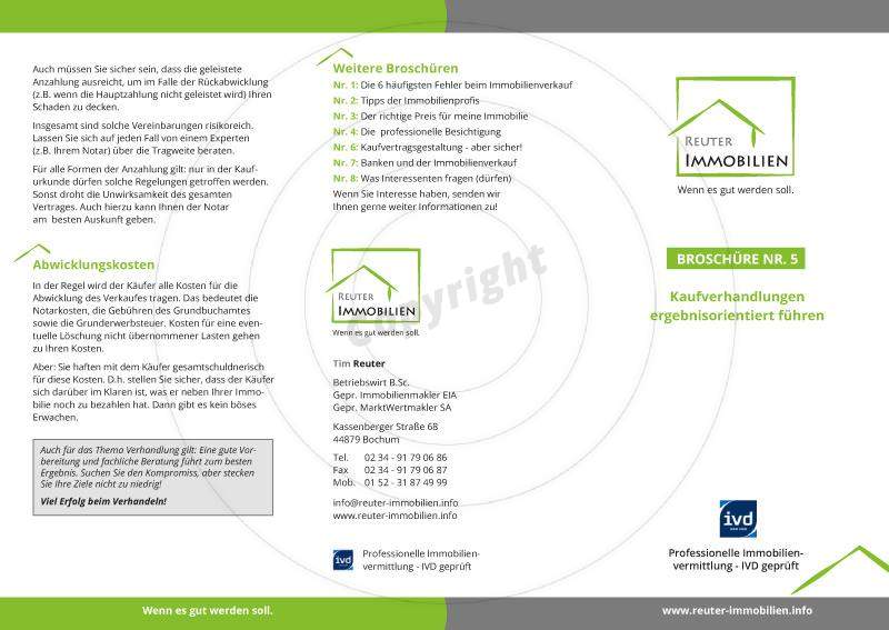 Faltblatt gestalten Außenseiten Beispiel Tim R. - Immobilien