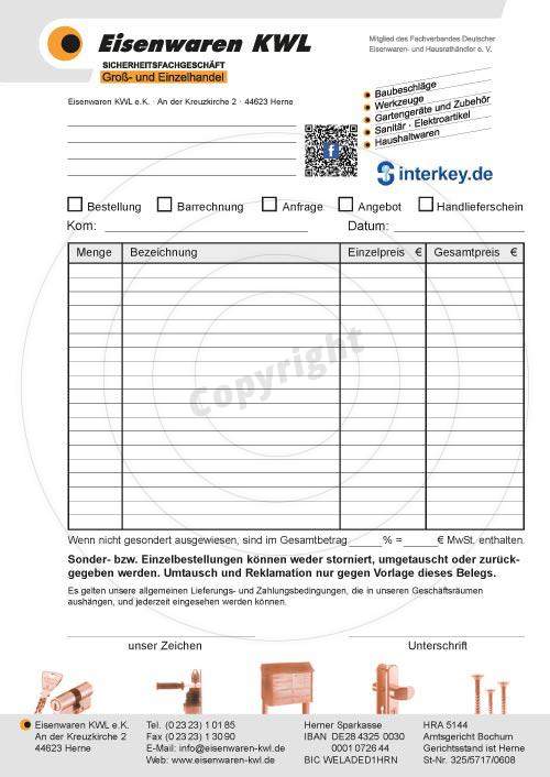 Notizblöcke gestalten Beispiel Eisenwaren KWL
