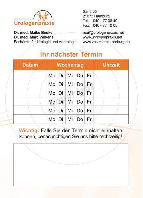 Notizblöcke gestalten Beispiel Urologenpraxis Dr. med. Marc W.