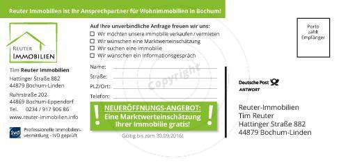 Werbe-Postkarte gestalten Beispiel Rückseite Tim R. - Immobilien