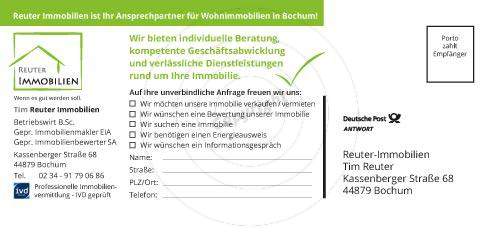 Werbe-Postkarte gestalten Beispiel Rückseite Tim R. - Immobilien