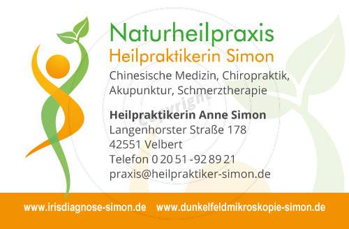 Visitenkarte gestalten Vorderseite Beispiel Heilpraktikerin A. S.
