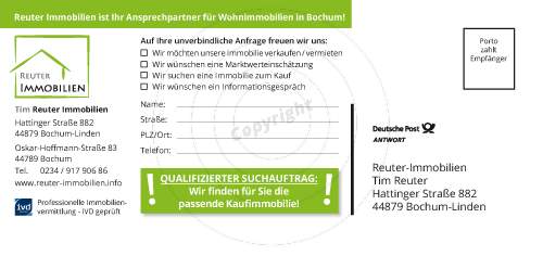 Werbe-Postkarte gestalten Beispiel Rückseite Tim R. - Immobilien