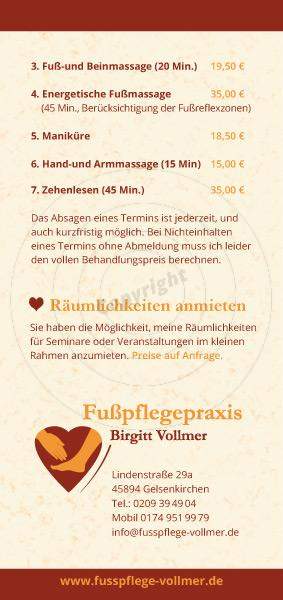 Flyer gestalten Rückseite Beispiel Mobile Fußpflege Birgitt V.