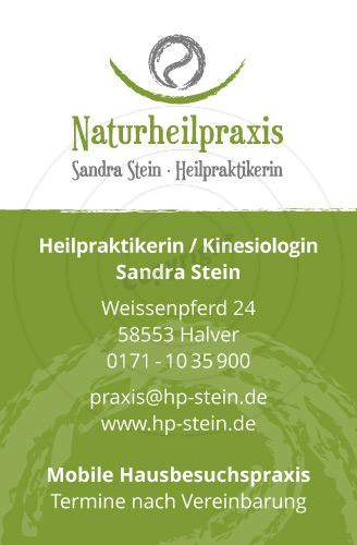 Visitenkarte gestalten Vorderseite Beispiel Heilpraktikerin S. Stein