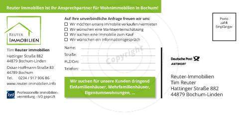 Werbe-Postkarte gestalten Beispiel Rückseite Tim R. - Immobilien