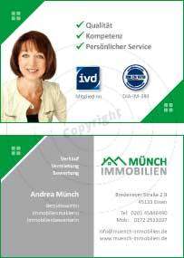 Visitenkarte gestalten Vorderseite Beispiel Münch Immobilien