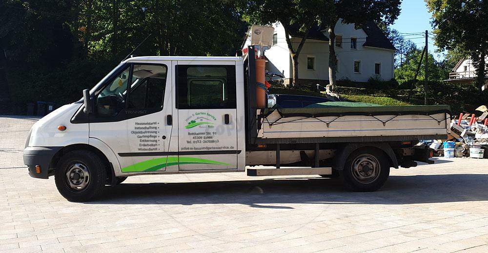 Kfz-Beschriftung gestalten erstellen Beispiel Haus- und Gartenservice Marcel Meier