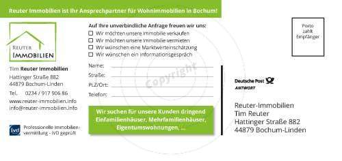 Werbe-Postkarte gestalten Beispiel Rückseite Tim R. - Immobilien