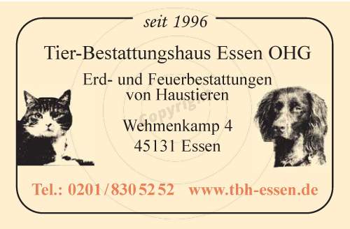 Visitenkarte gestalten Vorderseite Beispiel Tier-Bestattungshaus Essen OHG