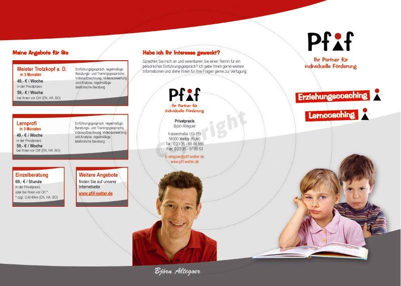Faltblatt gestalten Außenseiten Beispiel Ergotherapie Altegoer & Mahlich