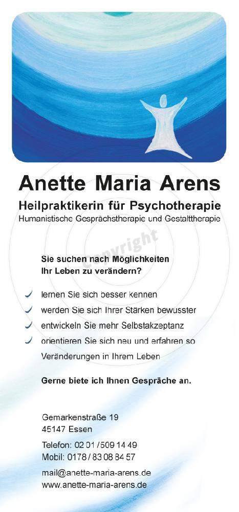 Flyer gestalten Vorderseite Beispiel A. M. A.