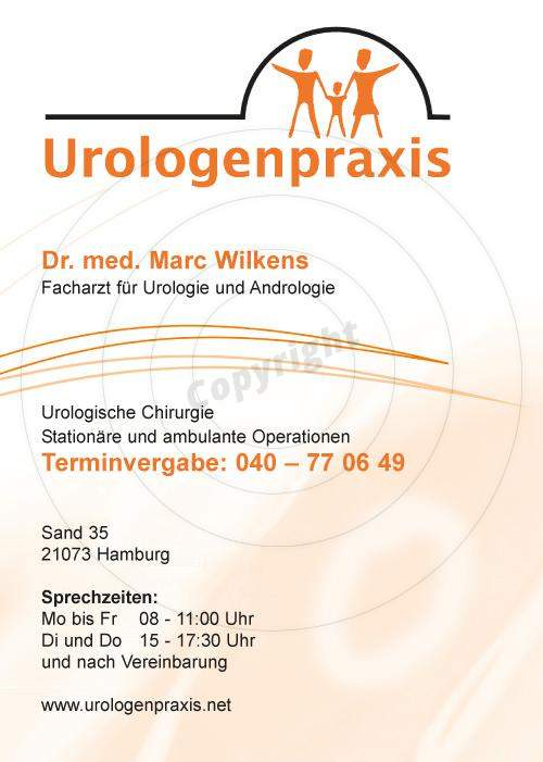 Flyer gestalten Vorderseite Beispiel Urologenpraxis Dr. med. Marc W.