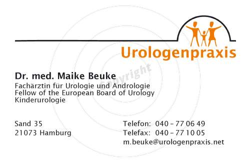Visitenkarte gestalten Vorderseite Beispiel Urologenpraxis Dr. med. Marc W.