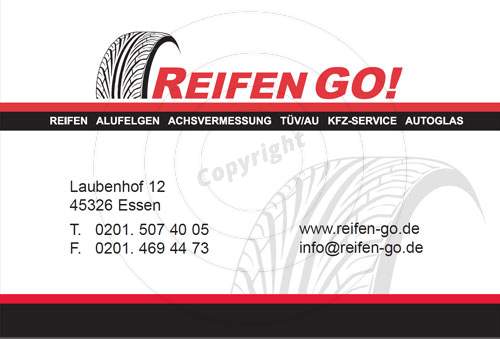 Visitenkarte gestalten Beispiel Rückseite Reifen GO!