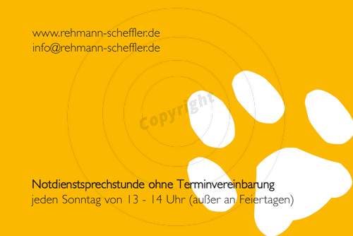 Visitenkarte gestalten Beispiel Rückseite Tierärztliche Gemeinschaftspraxis Christiane Rehmann & Martin Scheffler GbR
