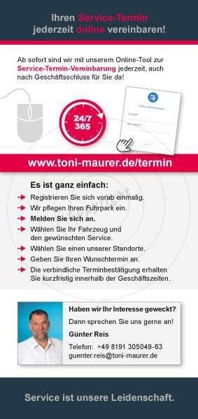 Flyer gestalten Rückseite Beispiel  Toni Maurer GmbH & Co. KG