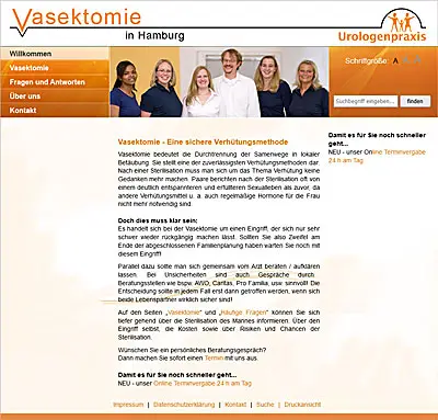 Webagentur Essen launcht www.vasektomie-harburg.de